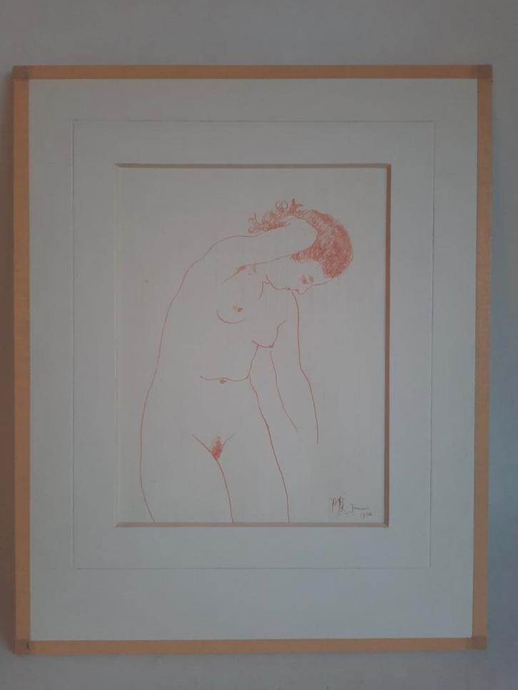 Pieter Starreveld - Naakte vrouw, rode inkt, 1956, Antiek en Kunst, Kunst | Tekeningen en Foto's, Ophalen of Verzenden