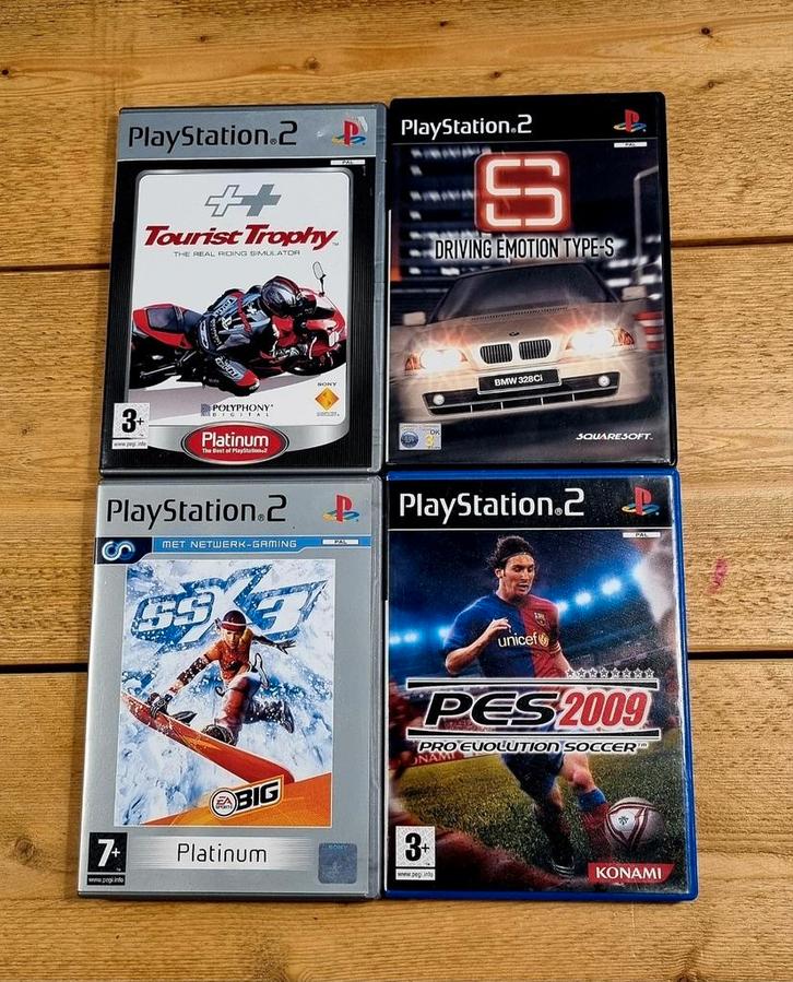 PS2 bundel – SSX 3 + Tourist Trophy + PES + Driving Type-S, Spelcomputers en Games, Games | Sony PlayStation 2, Zo goed als nieuw