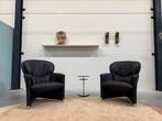 2 Nieuw Leolux Excalibur Fauteuil zwart leer Design stoel