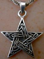 Zilveren 925 zilver kettinghanger mooi versierd pentagram, Verzenden, Nieuw, Kruis of Symbool, Zilver