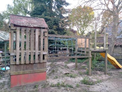 speeltoestel met twee torens, Kinderen en Baby's, Speelgoed | Buiten | Speeltoestellen, Gebruikt, Klimnet, Loopbrug, Overige typen