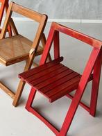 Jaren 70 klapstoelen 6x vintage stoelen rood oranje prijs ps, Vijf, Zes of meer stoelen, Gebruikt, Vintage, Hout