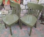 Retro groene houten stoelen, vintage eetkamerstoelen, Zo goed als nieuw, Ophalen