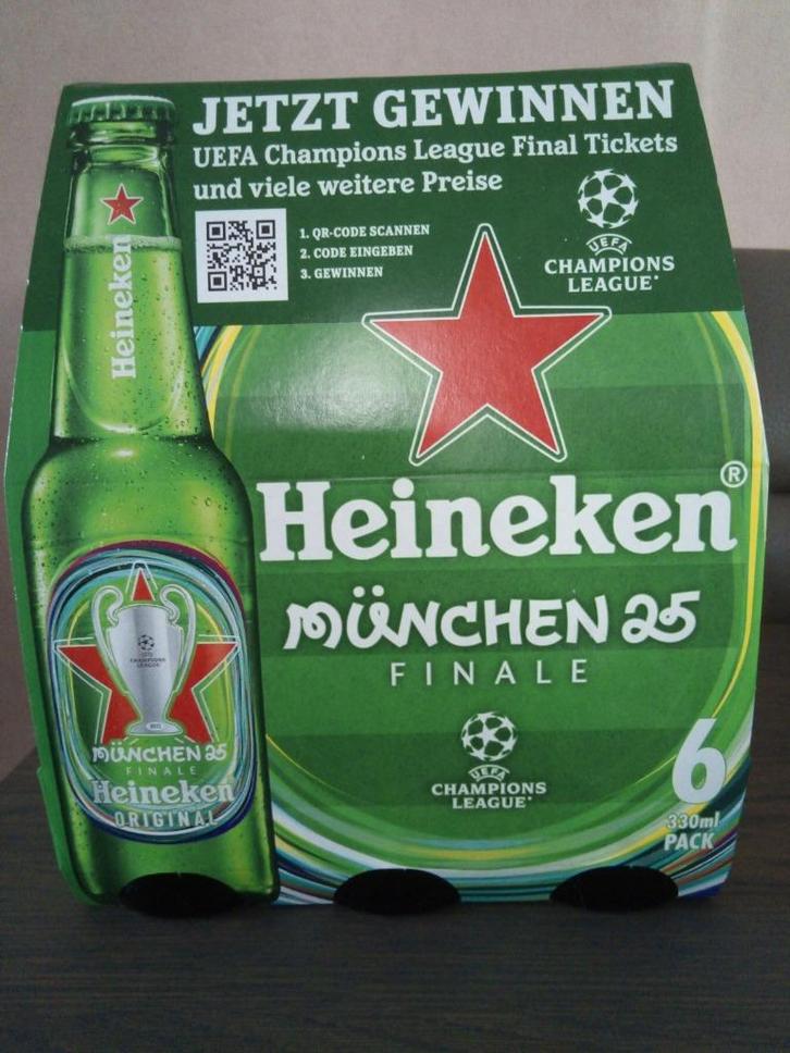 Heineken bier Finale Champions League München '25, 6 x 33 cl, Verzamelen, Biermerken, Nieuw, Flesje(s), Heineken, Ophalen of Verzenden
