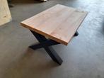 Douglas salontafel 60x100 cm met zwarte stalen X-poten, Ophalen, 50 tot 100 cm, Nieuw, 50 tot 100 cm