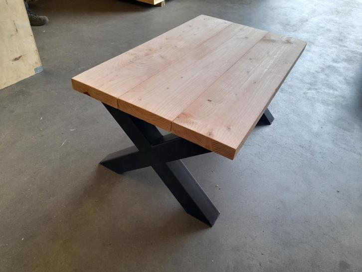 Douglas salontafel 60x100 cm met zwarte stalen X-poten, Huis en Inrichting, Tafels | Salontafels, Nieuw, Minder dan 50 cm, 50 tot 100 cm
