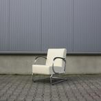 Gispen 407 fauteuil | Leder | Dutch Originals, Huis en Inrichting, Fauteuils, Ophalen, Gebruikt, Minder dan 75 cm, Metaal