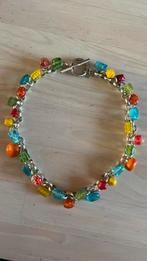 Aluminium ketting met glaskralen, Ophalen of Verzenden, Zo goed als nieuw, Overige kleuren, Overige materialen