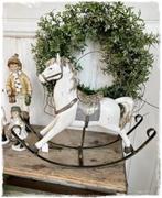 Oude look hobbelpaard, wit 30 cm. br. x 24 cm. h en 8 cm. d, Ophalen of Verzenden