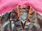 Vintage leren jasje zwart oranje, Maat 38/40 (M), Zwart, Ophalen of Verzenden, FFWD