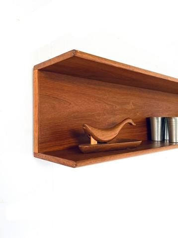 Vintage XL teakhouten wandplank, Wilhelm Renz ‘60 beschikbaar voor biedingen