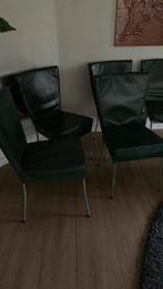 5 groene leren stoelen. Lijkt op Montis eetkamer stoelen, Huis en Inrichting, Gebruikt, Overige kleuren, Leer, Vijf, Zes of meer stoelen
