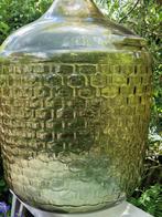 glazen kelder of mandfles + reliëf mandjespatroon (brocante), Gebruikt, 50 tot 75 cm, Ophalen of Verzenden, Glas