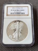 2002 W Eagle $1 Dollar 1oz Fine Silver  NGC PF70 Ultra Cameo, Postzegels en Munten, Munten | Amerika, Zilver, Losse munt, Verzenden