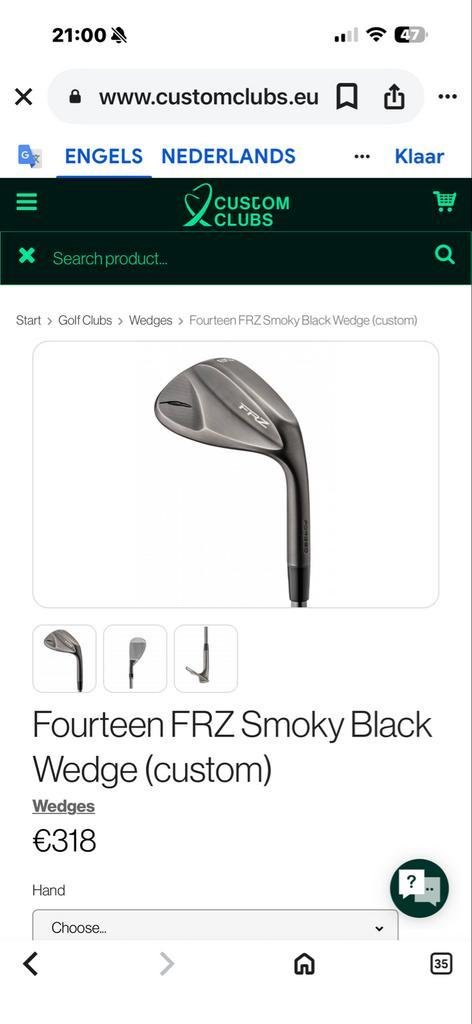 Fourteen FRZ Smoky Black Wedges - Custom Made, Sport en Fitness, Golf, Gebruikt, Club, Overige merken, Ophalen of Verzenden