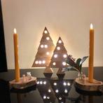 Houten dubbele kerstboom met warm witte draadled verlichting, Ophalen of Verzenden, Nieuw