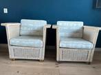 Vintage rotan fauteuils Marie Claire white wash, Huis en Inrichting, Fauteuils, Gebruikt, Ophalen