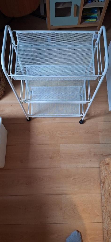 Wit metalen rolrek – 3 lagen – bijna niet gebruikt, Huis en Inrichting, Kasten | Overige, Zo goed als nieuw, Ophalen