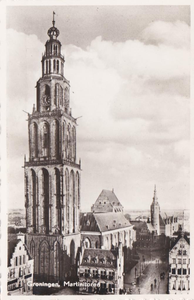 16812 Groningen Martinitoren gelopen met zegel 1956, Verzamelen, Ansichtkaarten | Nederland, Gelopen, Groningen, 1940 tot 1960