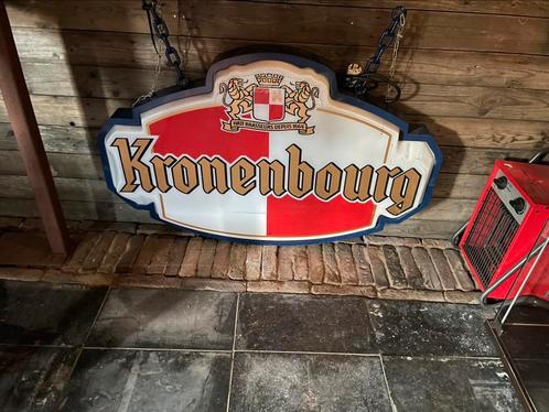 Grote Kronenbourg lichtbak, 2 zijdig, opnieuw bedraad.., Verzamelen, Merken en Reclamevoorwerpen, Zo goed als nieuw, Lichtbak of (neon) lamp