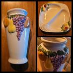 Schaal en Vaas Fruitmotief porcelijn, Ophalen of Verzenden