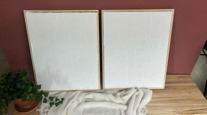 2x handmade art duo met lijst | textured art | Abstract art, Antiek en Kunst, Kunst | Schilderijen | Abstract, Ophalen of Verzenden