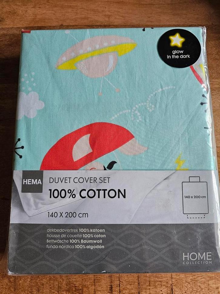 Hema Dekbedovertrek 140x200 Glow in the Dark - Nieuw!, Huis en Inrichting, Slaapkamer | Beddengoed, Nieuw, Dekbedovertrek, Eenpersoons