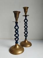 Vintage set spiraal kandelaars messing, Ophalen of Verzenden, Koper of Brons
