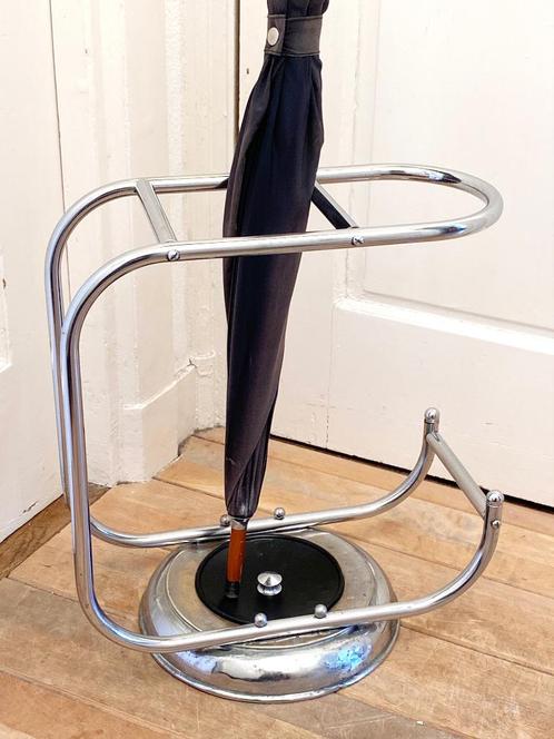 Asymetrische paraplubak chroom, Art Deco jaren 30, Huis en Inrichting, Woonaccessoires | Paraplubakken, Gebruikt, Metaal, Ophalen