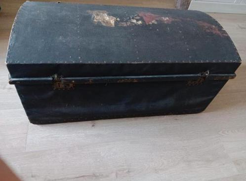 Antieke Scheepskist kist koffer hutkoffer bruidskist Zwart, Huis en Inrichting, Woonaccessoires | Kisten, Gebruikt, Minder dan 50 cm