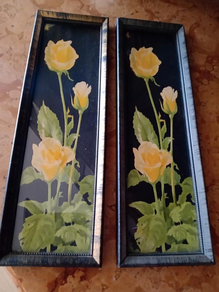 Oude houten lijsten met prent achter glas, Antiek en Kunst, Kunst | Schilderijen | Klassiek, Ophalen of Verzenden