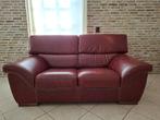 Tweezits rode leren bank, Ophalen, Gebruikt, 150 tot 200 cm, Tweepersoons