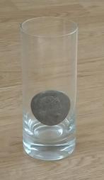 longdrink glas met tinnen plaatje vintage, volgnr 30, Ophalen of Verzenden, Zo goed als nieuw, Waterglas