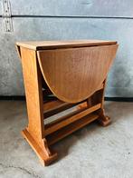 Massief teak opklaptafel bijzettafel met krantenrek, 45 tot 60 cm, Gebruikt, Teak, Deens design