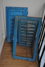2 raamluiken brocante, blauw, uitzetbaar, Ophalen