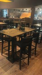 Restaurant tafels (hoog/laag) ,houten blad + stoelen/krukken, Ophalen, Gebruikt, Koelen en Vriezen