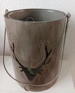 Groot metalen windlicht van Riverdale met glazen vaas, 25 cm, Ophalen of Verzenden, Zo goed als nieuw, Metaal, Kandelaar