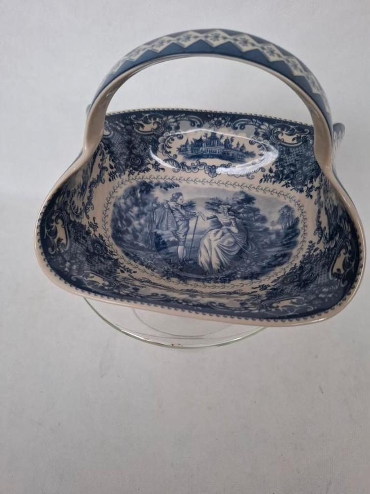 Romantische Bonbonnière Engels Blauw Porselein, Antiek en Kunst, Antiek | Keramiek en Aardewerk, Ophalen of Verzenden