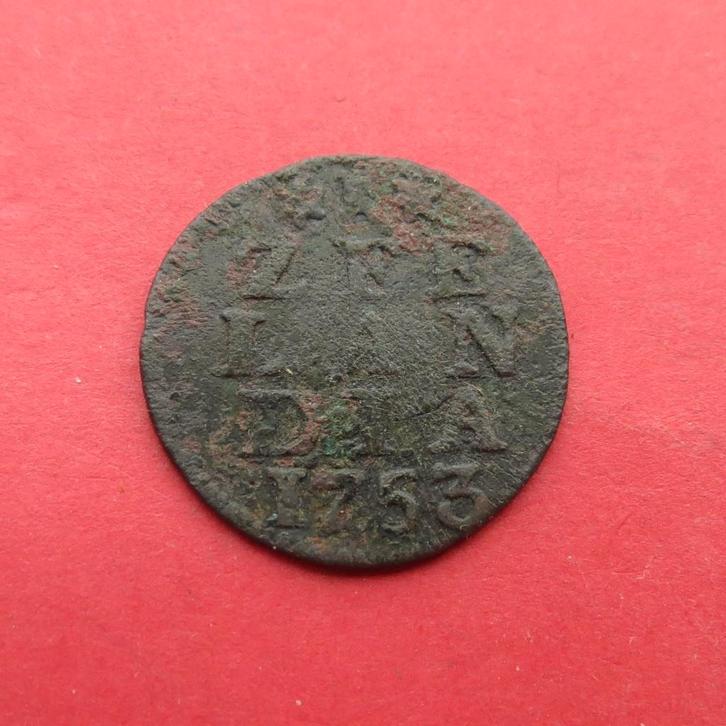 Duit Zeeland 1753 Zeelandia Luctor et Emergo Middelburg, Postzegels en Munten, Munten | Nederland, Losse munt, Overige waardes