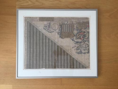 G. Valck afstandentabel kaart 17de eeuws deel ingekleurd, Antiek en Kunst, Kunst | Etsen en Gravures, Ophalen