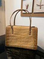 Beige handtas, met beugelsluiting, slangenprint, leergevoerd, Sieraden, Tassen en Uiterlijk, Ophalen of Verzenden, Zo goed als nieuw
