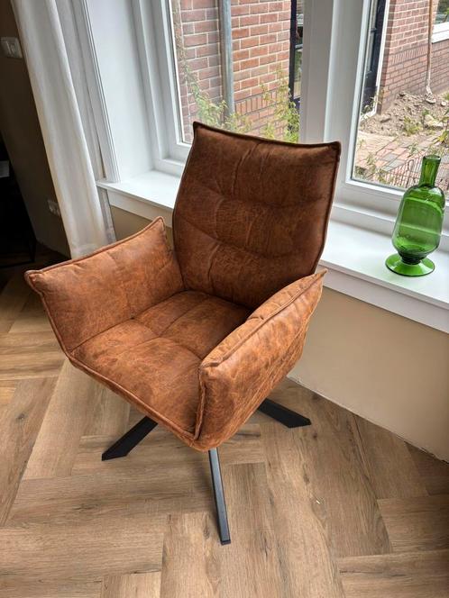 PU leren eetkamerstoel, draaiend met zwarte poot, Huis en Inrichting, Stoelen, Zo goed als nieuw, Vijf, Zes of meer stoelen, Leer