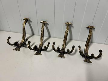 Te Koop : 4x Koperen Messing Wandhaken Kapstokhaken Haken beschikbaar voor biedingen