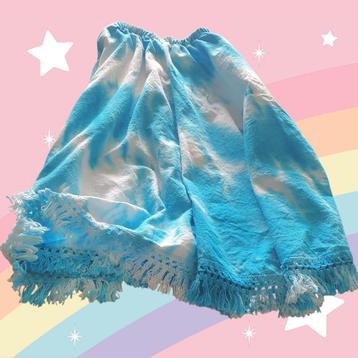 Blauw witte batik rok hergebruikt materiaal franjes Ibiza beschikbaar voor biedingen