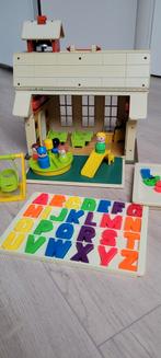 Vintage Fisher Price Schoolbus met Figuren en Alfabet, Ophalen of Verzenden, Gebruikt, Jongen of Meisje