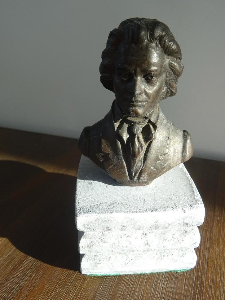 Brons beeldje Beethoven bronzen buste, Verzamelen, Beelden en Beeldjes, Zo goed als nieuw, Mens, Ophalen of Verzenden