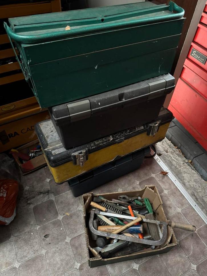 5 gereedschapskisten met heel veel handgereedschap TEAB, Doe-het-zelf en Verbouw, Gereedschapskisten, Gebruikt, Ophalen