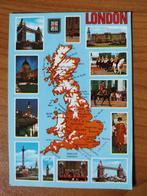 Ansichtkaart Verenigd Koninkrijk London and Map United Kingd, Verzamelen, Ophalen of Verzenden, Engeland