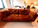 Vintage Ruw leren bank cognac bruin 212x90cm nubuck, Huis en Inrichting, Banken | Bankstellen, Rechte bank, Gebruikt, Leer, 75 tot 100 cm