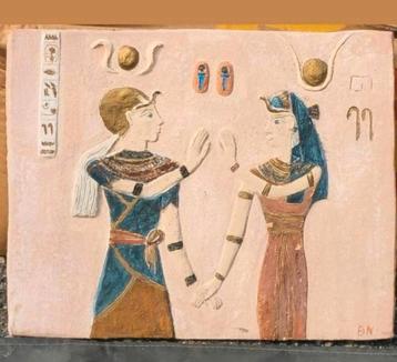 STENEN EGYPTISCHE VOORSTELLING Ramses III en ISIS beschikbaar voor biedingen
